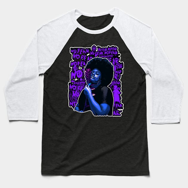 No Fear Strong Black woman Afro Hair Baseball T-Shirt by Glass Table Designs